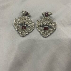 Vintage clip earring silver and Rubies used in great condition